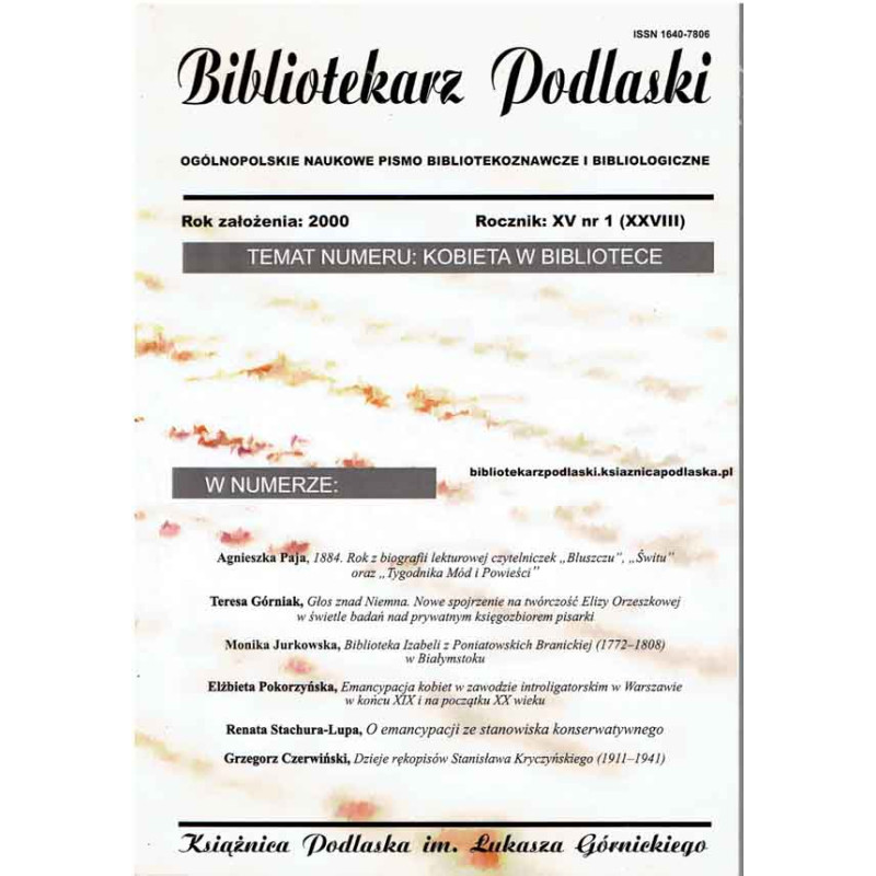 Bibliotekarz Podlaski. Rocznik: XV nr 1 (XXVIII)