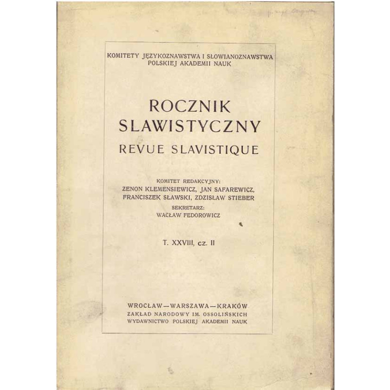 Rocznik Slawistyczny T. XXIX, cz. II