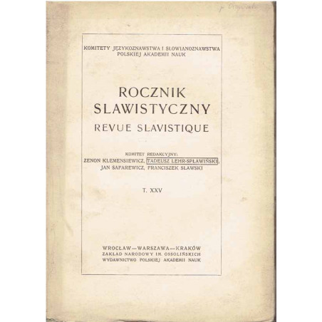 Rocznik Slawistyczny T. XXV