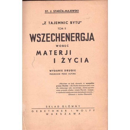 Wszechenergja wobec materji i życia